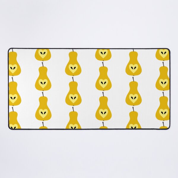 Doodle print with yellow pear Desk Mat