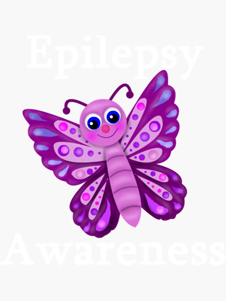 "Purple Butterfly Emoji Cute Kawaii Epilepsy Awareness " Sticker by BellaBDesign Redbubble