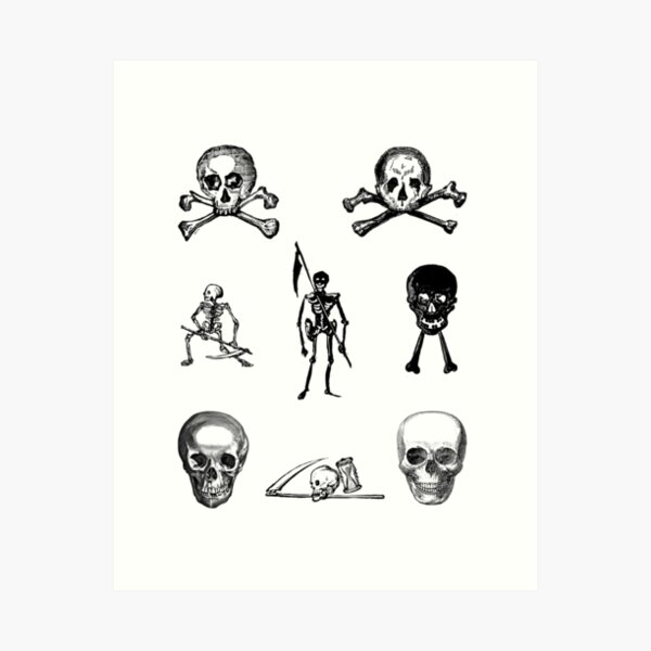 Skull and Bones Sticker Set 1 Art Print