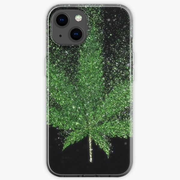 Glitter Weed Leaf iPhone Flexible Hülle