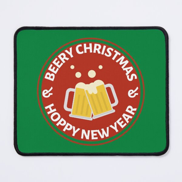 Item preview, Beery Christmas and Hoppy New Year (Red) - Funny Christmas Beer Puns - Gift for Beer Lovers who like alcohol jokes designed and sold by CaitU.
