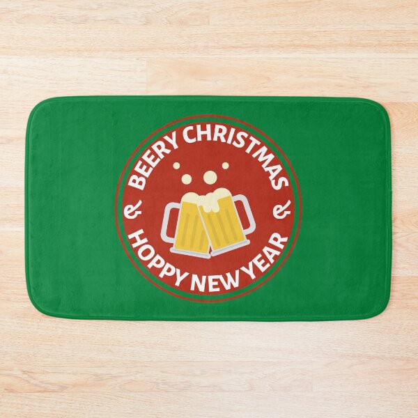 Item preview, Beery Christmas and Hoppy New Year (Red) - Funny Christmas Beer Puns - Gift for Beer Lovers who like alcohol jokes designed and sold by CaitU.