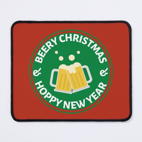 Item preview, Beery Christmas and Hoppy New Year (Green) - Funny Christmas Beer Puns - Gift for Beer Lovers who like alcohol jokes designed and sold by CaitU.
