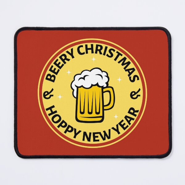 Item preview, Beery Christmas and Hoppy New Year (Yellow) - Funny Christmas Beer Puns - Gift for Beer Lovers who like alcohol jokes designed and sold by CaitU.