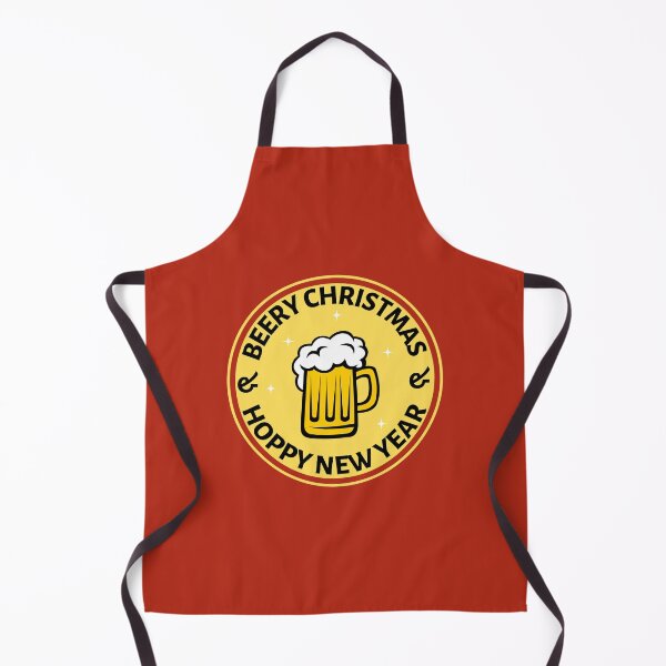 Item preview, Beery Christmas and Hoppy New Year (Yellow) - Funny Christmas Beer Puns - Gift for Beer Lovers who like alcohol jokes designed and sold by CaitU.