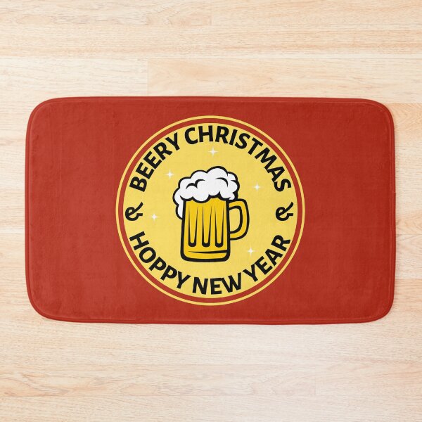 Item preview, Beery Christmas and Hoppy New Year (Yellow) - Funny Christmas Beer Puns - Gift for Beer Lovers who like alcohol jokes designed and sold by CaitU.
