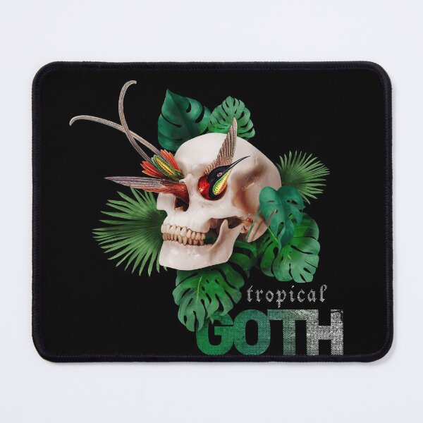 Item preview, A tropical goth fantasy of a skull with tropical plants and exotic bird designed and sold by Francesco Carli.