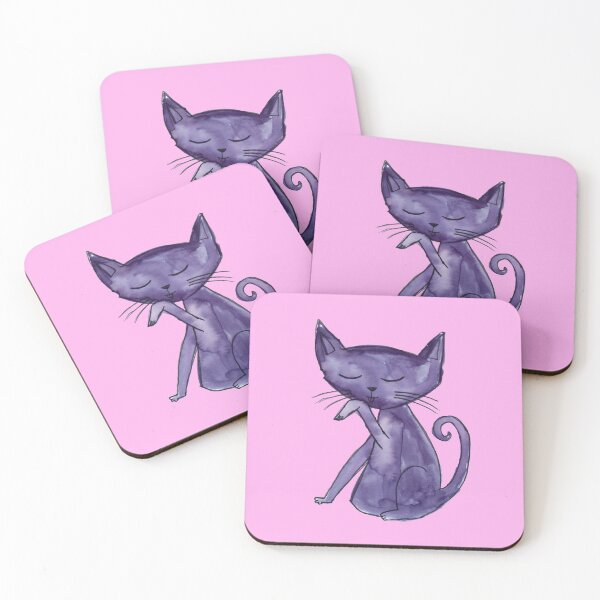 Violet Cat Coasters (Set of 4)