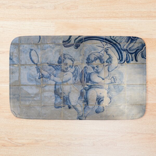 Item preview, Antique Portuguese Azulejo - Two Cherub Guardian Angels designed and sold by Georgia Mizuleva.