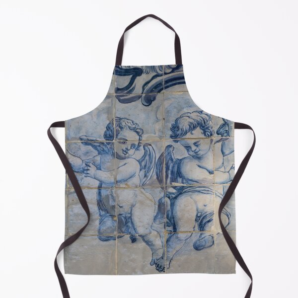 Item preview, Antique Portuguese Azulejo - Two Cherub Guardian Angels designed and sold by Georgia Mizuleva.