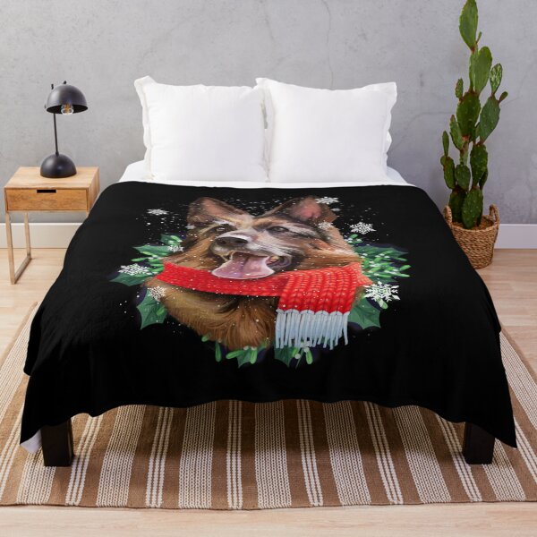 Item preview, Winter Holiday Furry German Shepherd Dog Christmas Scarf designed and sold by Barnissim.