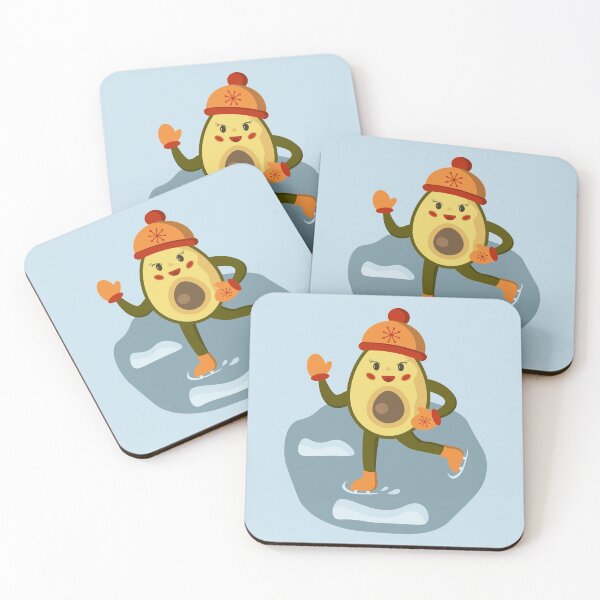 Item preview, Happy avocado character ice skater designed and sold by CutieBlue.
