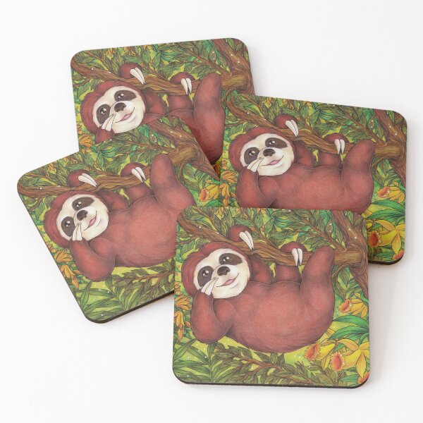 Item preview, Cute sloth on jungle tree with flowers designed and sold by ZadzeneaArt.