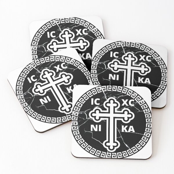 Item preview, Greek Orthodox Cross Black Marble White Greek Key designed and sold by Yiorgos Designs.