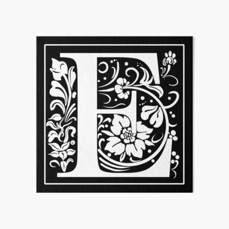 E – Old English Initial Black Letter E | Art Board Print