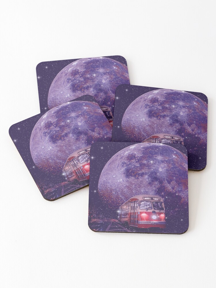 Thumbnail 1 of 5, Coasters (Set of 4), Train In Space designed and sold by RiddhiShah.