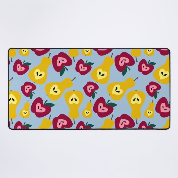 Print with red apples and yellow pears Desk Mat