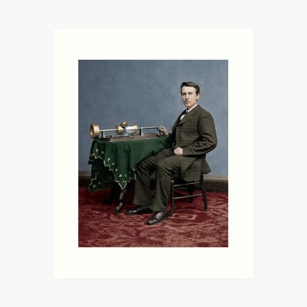 Thomas Edison and his early phonograph Art Print