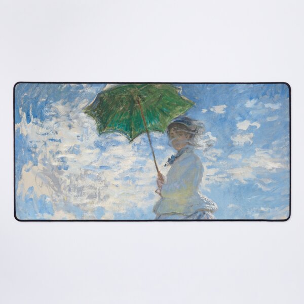 Woman with a Parasol - Madame Monet and her Son, by Claude Monet Desk Mat