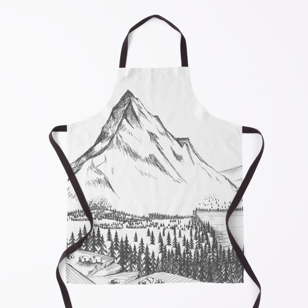 Item preview, Hand Drawn Mountain Lake Pine Tree Forest Rock illustration designed and sold by JTS STORE.