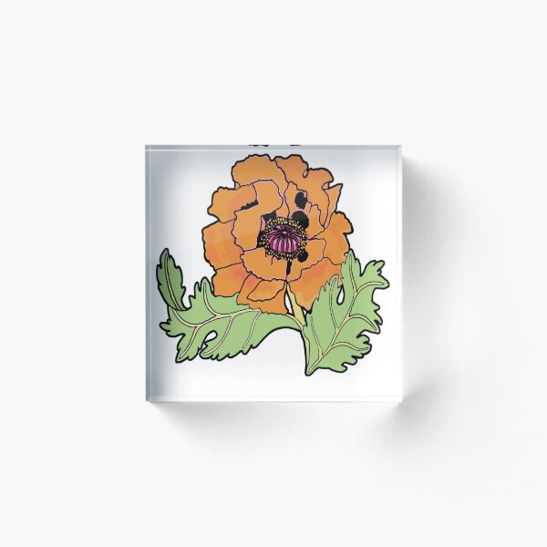 California Poppy Acrylic Block