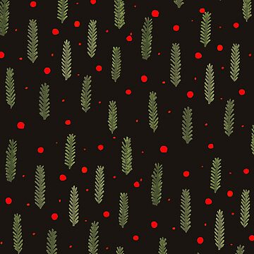 Seasonal branches and berries - sap green and burgundy Wrapping Paper