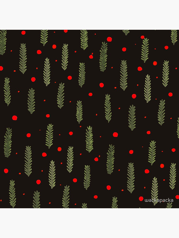 Seasonal branches and berries - sap green and burgundy Wrapping Paper