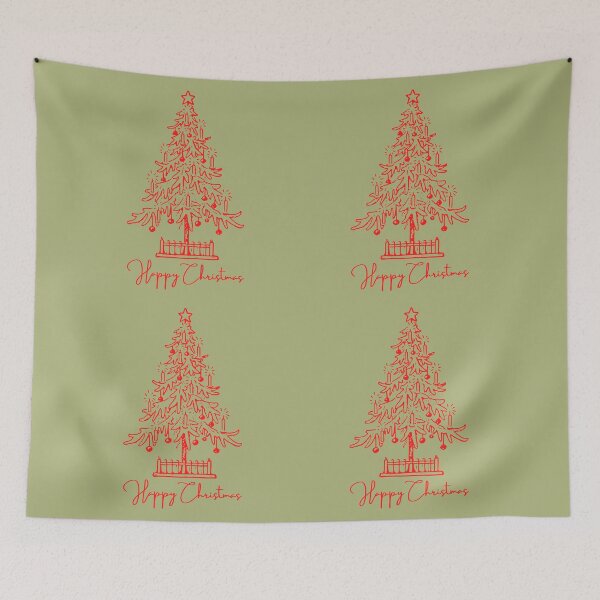 Item preview, Happy Christmas-Hand Drawn Painted Red Christmas tree designed and sold by Red-ElYoubi.