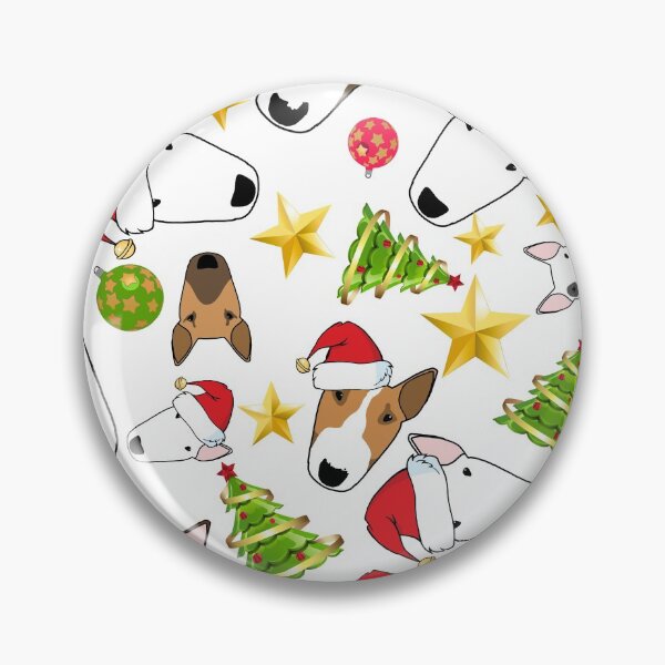 Item preview, Christmas Bull Terriers (white background) designed and sold by emilydevineart.