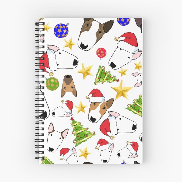 Item preview, Christmas Bull Terriers (white background) designed and sold by emilydevineart.
