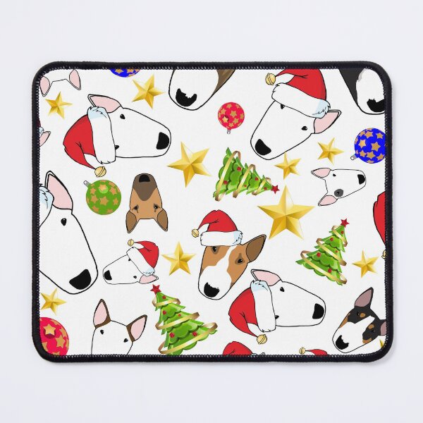 Item preview, Christmas Bull Terriers (white background) designed and sold by emilydevineart.