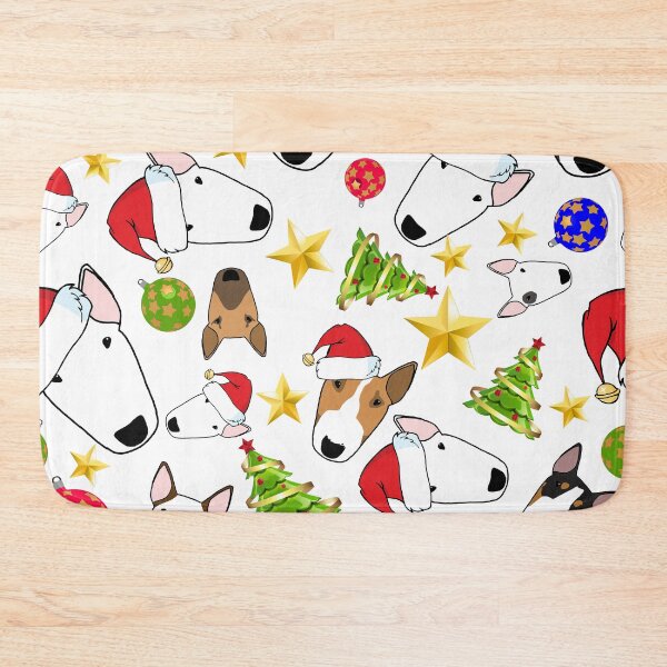 Item preview, Christmas Bull Terriers (white background) designed and sold by emilydevineart.