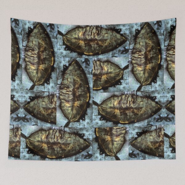 Item preview, Bold, Distinct and Beautiful Autumn Tree Leaves Pattern Collage in Water Color Style with Blue and Brown Color Shades having Classic and Premium Visual Appearance designed and sold by Wiggly Lines.