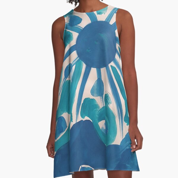 SERIES NOALIE WATERCOLOR BLUE SUN A-Linien Kleid