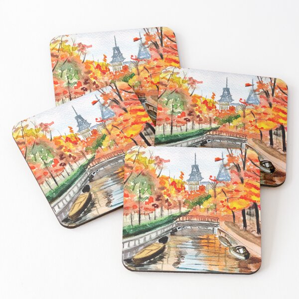 Item preview, Autumn in the city pattern watercolors, illustration autumn designed and sold by Ala Lopatniov.