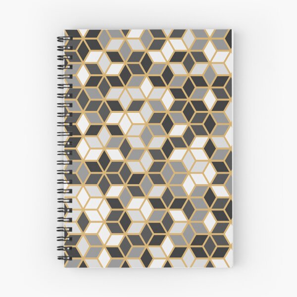 Item preview, Abstract geometric cubic black white gold pattern designed and sold by urban-color.
