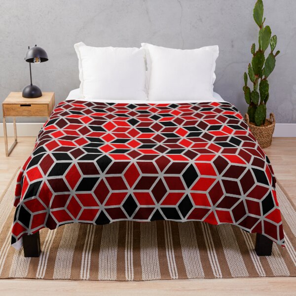 Item preview, Abstract geometric cubic black red white pattern designed and sold by urban-color.