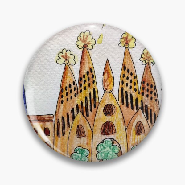 Item preview, Barcelona en acuarela y patrón de lápices de colores, ilustración de la ciudad de Barcelona designed and sold by Ala Lopatniov.