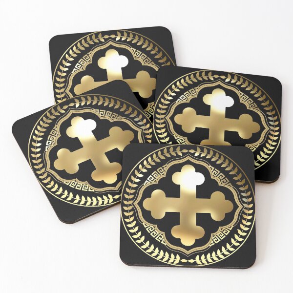 Item preview, Greek Orthodox Cross Black Gold Olive Branch designed and sold by Yiorgos Designs.