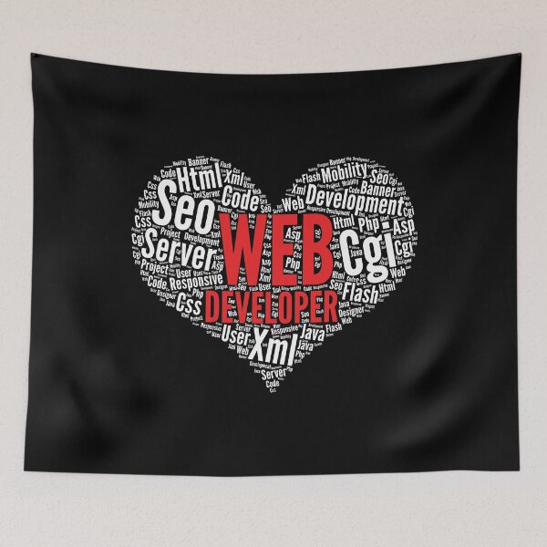 Item preview, Web developer Heart Shape Word Cloud Design graphic designed and sold by theodoros20.
