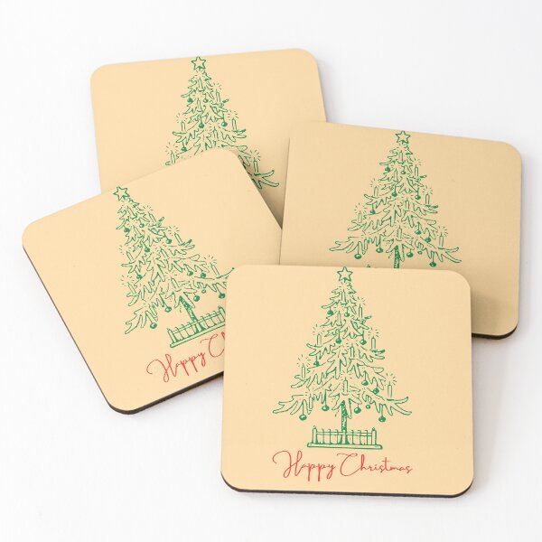 Item preview, Happy Christmas-Hand Drawn Painted Green Christmas tree designed and sold by Red-ElYoubi.