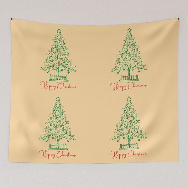 Item preview, Happy Christmas-Hand Drawn Painted Green Christmas tree designed and sold by Red-ElYoubi.