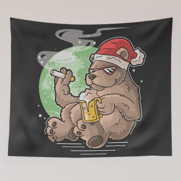 Item preview, Cool bear drinking beer and smoking christmas day Shirt Christmas Gifts X-mas Kids Boys Girls Man Women designed and sold by HichamMissiame.