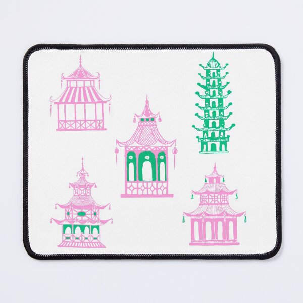 Item preview, Pagoda mint and pink Chinoiserie designed and sold by Yunihadi.