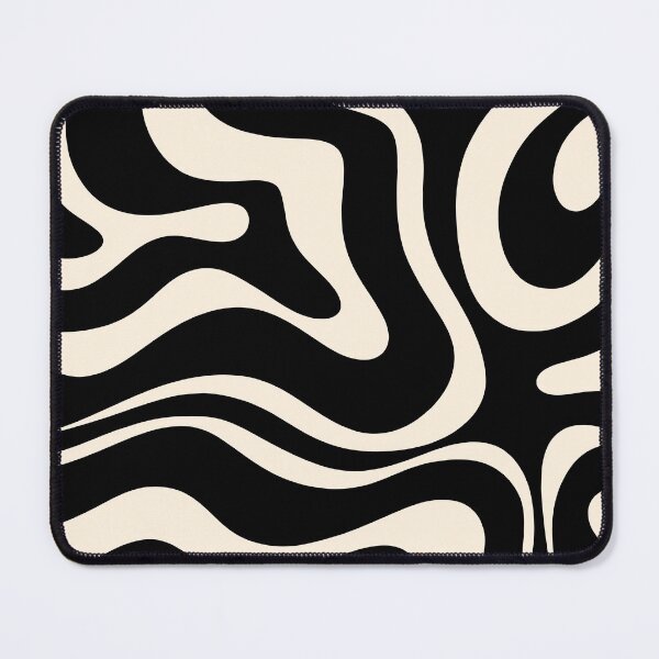 Item preview, Modern Liquid Swirl Abstract Pattern Square in Black and Almond Cream designed and sold by kierkegaard.