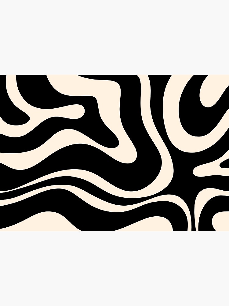 Modern Liquid Swirl Abstract Pattern Square in Black and Almond Cream by kierkegaard