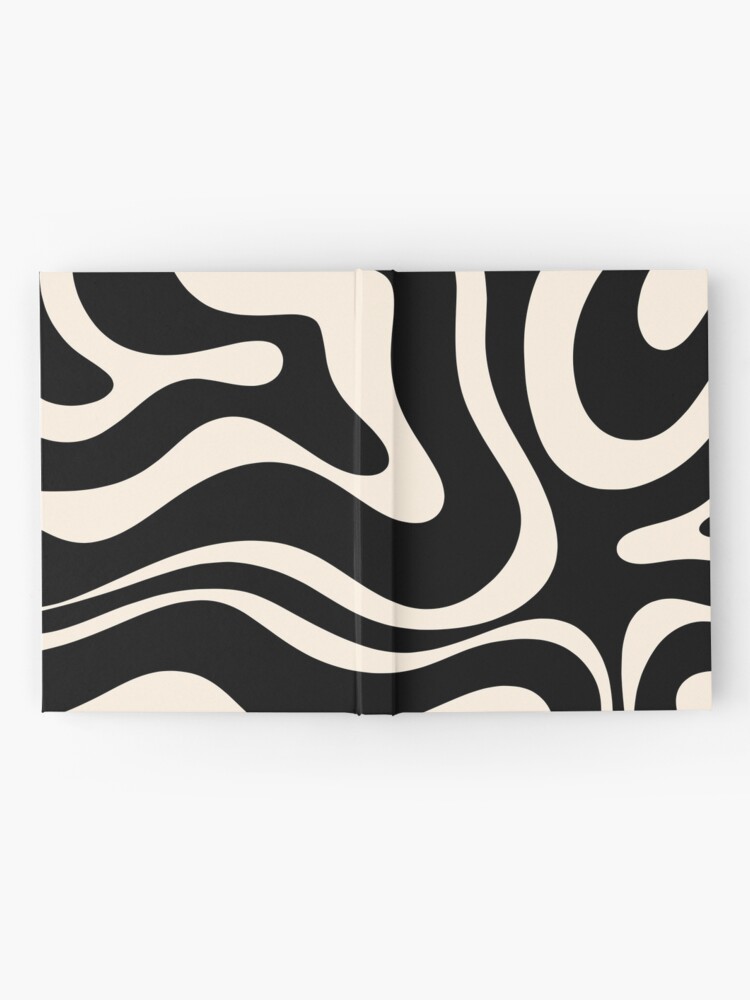 Alternate view of Modern Liquid Swirl Abstract Pattern Square in Black and Almond Cream Hardcover Journal