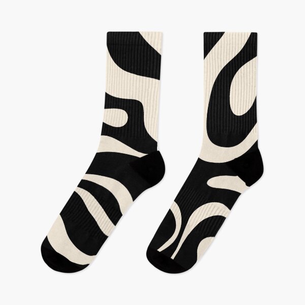 Item preview, Modern Liquid Swirl Abstract Pattern Square in Black and Almond Cream designed and sold by kierkegaard.