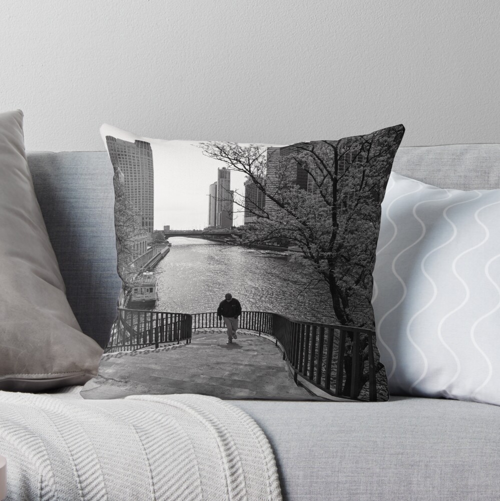 Running Man - Chicago Throw Pillow