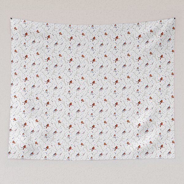 Item preview, Winter patterns with birds, feathers, stars, snowflakes and snowballs, twigs and branches, Christmas toys on the white background. designed and sold by BananiLettering.